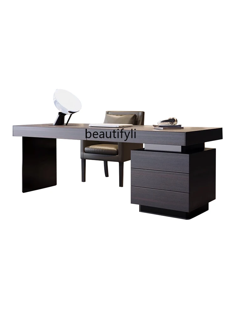 

Italian Minimalist Light Luxury Solid Wood Study Desk Modern Minimalist High-End Computer Desk