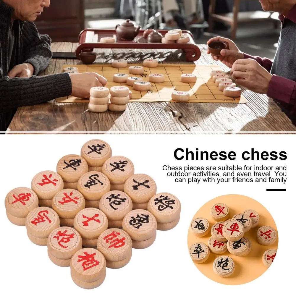 Chinese Chess Set Traditional Chinese Xiangqi Chess Set with Wooden Pieces Plastic Board Strategy Game for Teens Adults Travel