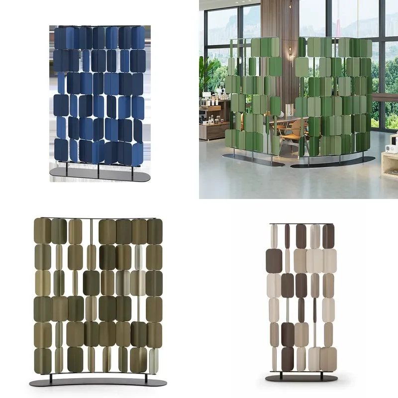 Modern Saddle Leather Partition Screen Customizable Room Divider for Hotel Clubhouse Luxury Decor
