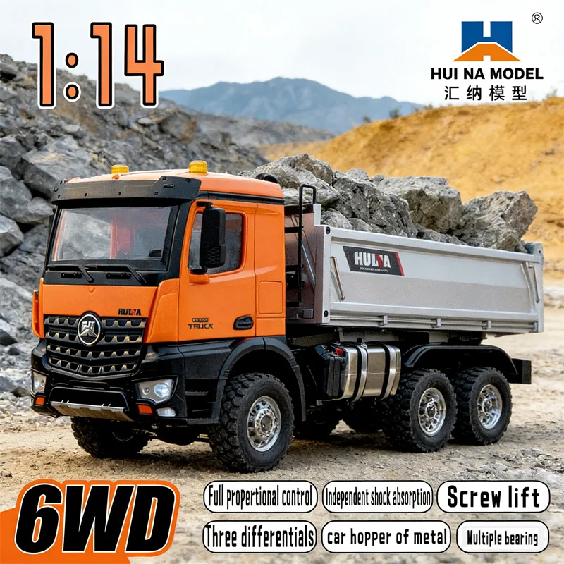 

Huina 598 full scale 1:14 alloy remote control dump truck heavy-duty truck engineering transport vehicle toy professional model
