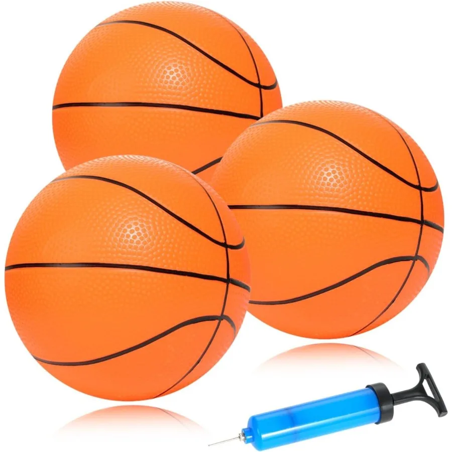 Bola Basket Mini 3 Buah Ukuran 7 Inci Set Bola Basket Kecil Ukuran 3 dengan Jarum Pompa Sempurna untuk Ring Basket Mini Permainan Luar Ruangan dan Dalam Ruangan Luar Biasa