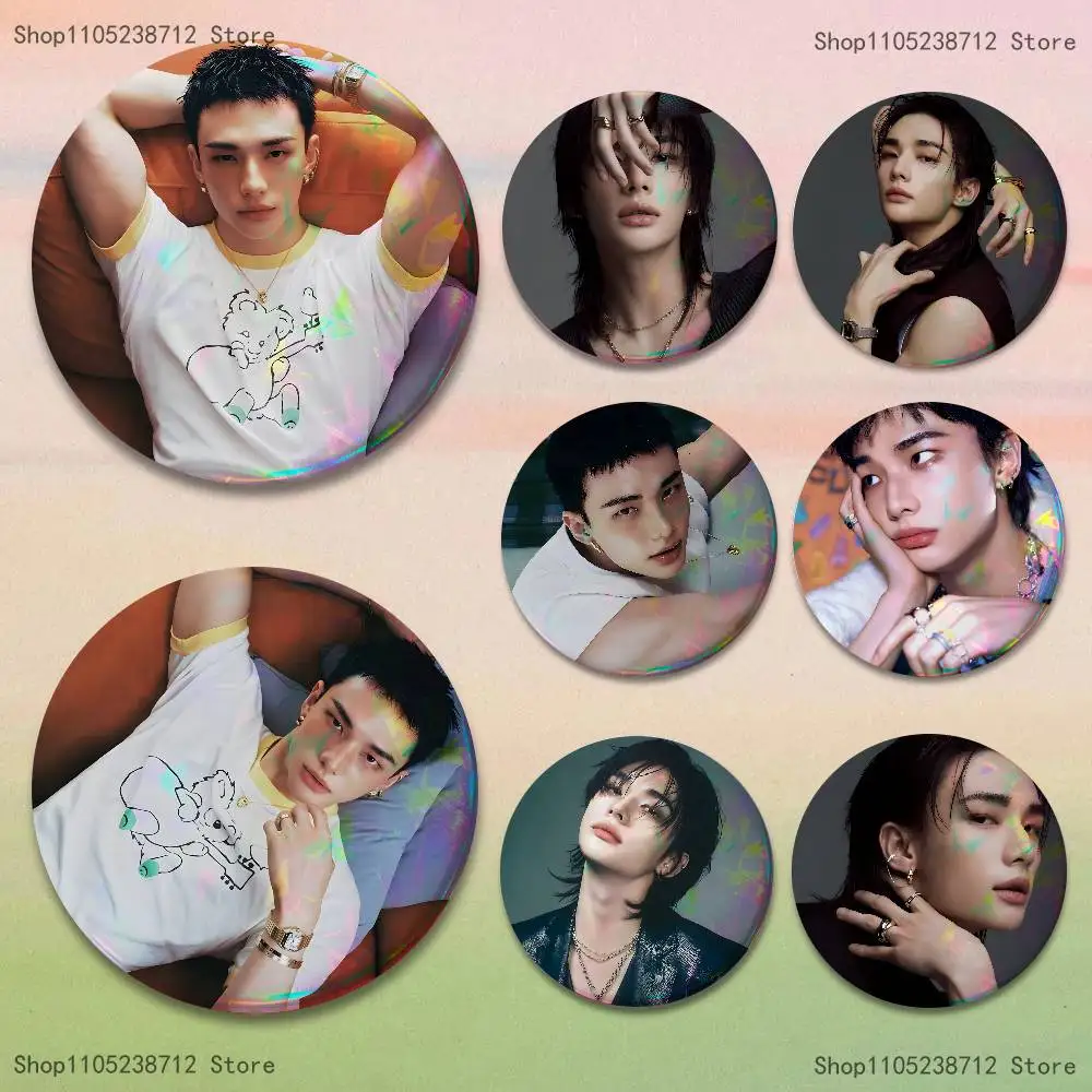 

Singer H-HyunjinS Pins Backpack Clothes Jewelry Accessories Cartoon Round Brooch Button Badge Fans Collection Gifts