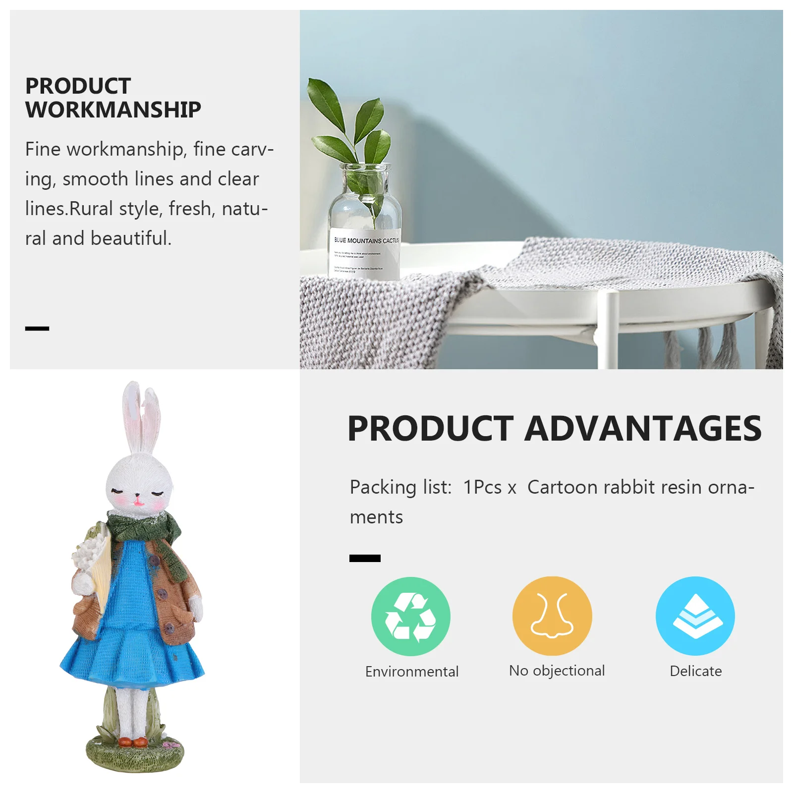 

Rabbit Figure Resin Animal Easter Decor Desktop Adornment Exquisite Details Fairy Garden Village Decoration Rabbit Figure