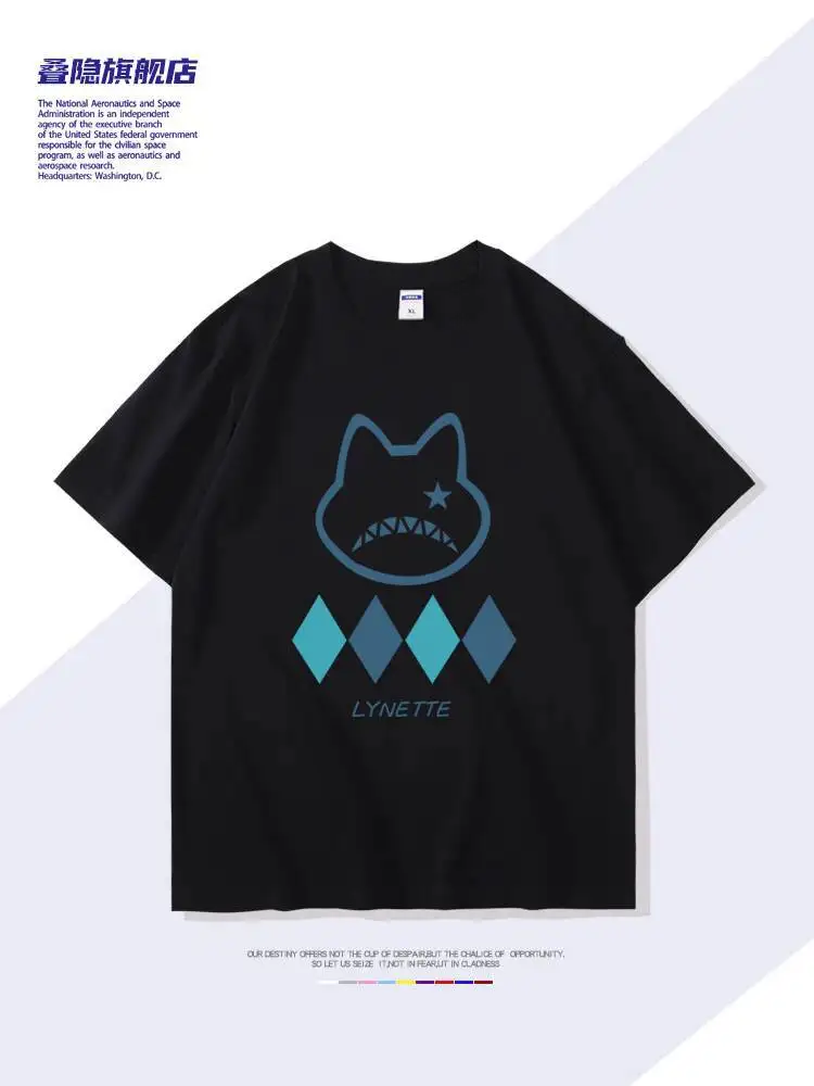 جينشين تأثير لعبة البضائع ليني لينيت نفس النمط تي شيرت قصير الصيف طالب القطن الخالص أنيمي كوس زي نصف كم