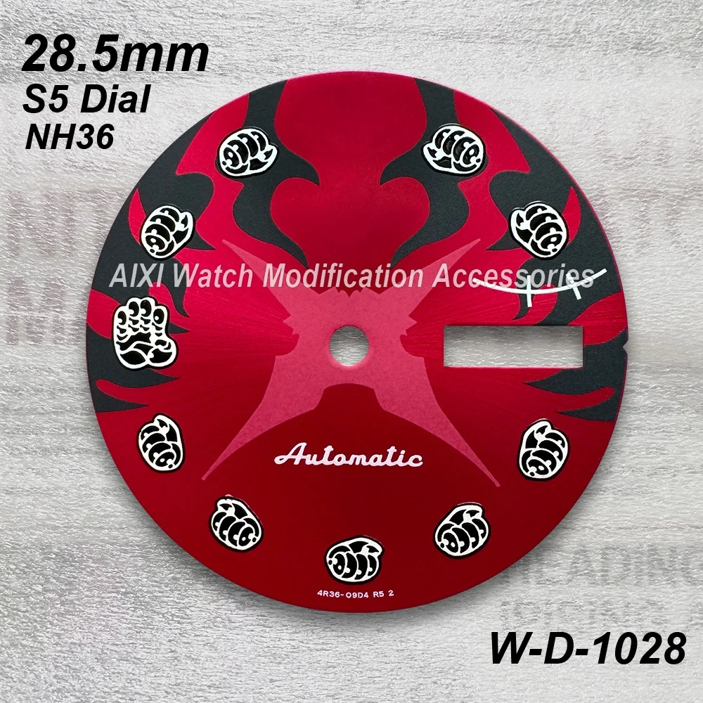 28.5mm Cartoon S 5  Dial Suitable for NH36/4r36 Automatic Movement Dual Calendar Watch Modification Accessories
