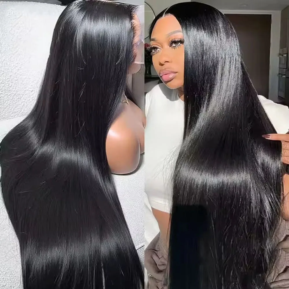 Parrucca frontale in capelli umani con rete trasparente, 30-40 pollici, 13x4, per donna, con ciuffo pre-sfoltito, parrucca frontale in rete HD 13x6, parrucca in capelli umani lisci, capelli Remy