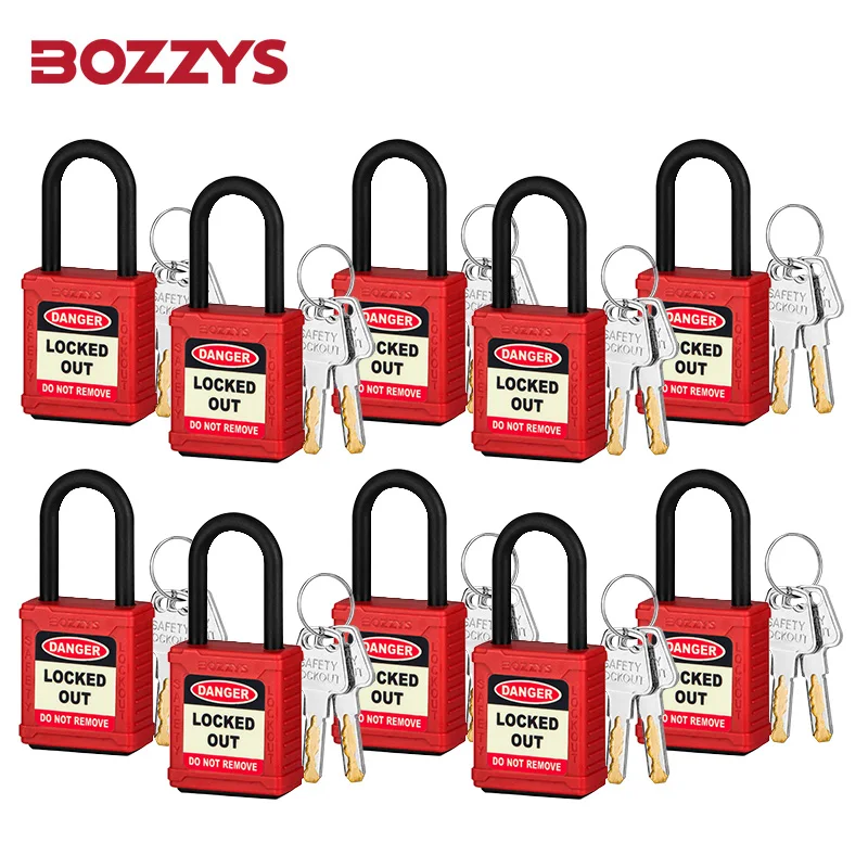 

10PCS Insulated Loto Safety Padlock with Master Key and Dust-proof Slider Fluorescence Labeling BD-GP4620