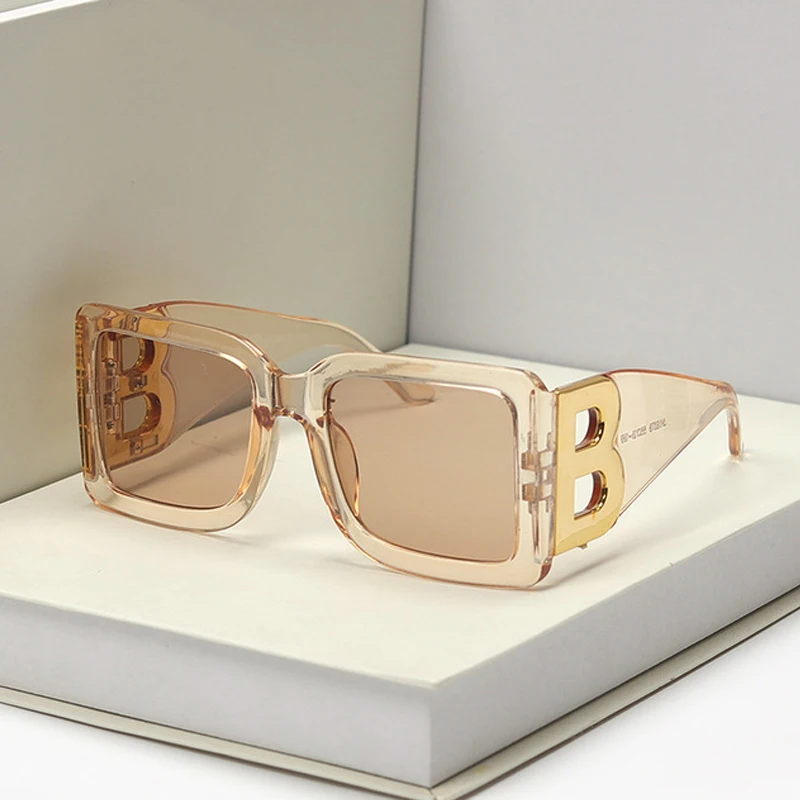 New Fashion Oversized The Letter B Square Luxury Trend Sunglasses Women Men Retro Rectangle Sunglasses Gafas De Sol image 3