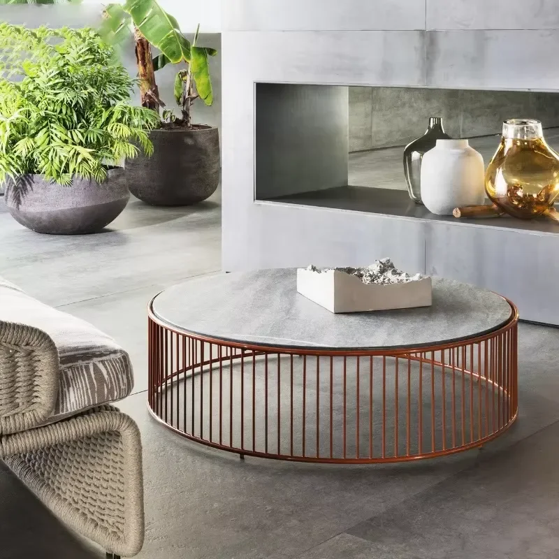 

Outdoor Stainless Steel Coffee Table Balcony Wrought Iron Side Table Small Round Table Garden Hotel Furniture