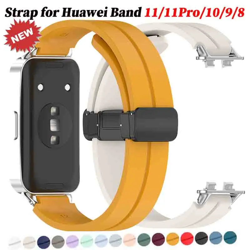 Magnetisches Schnallenarmband für Huawei Band 11/11Pro, Silikon-Uhrenarmband-Ersatz für Huawei Band 10/9/8, Sportarmband-Zubehör