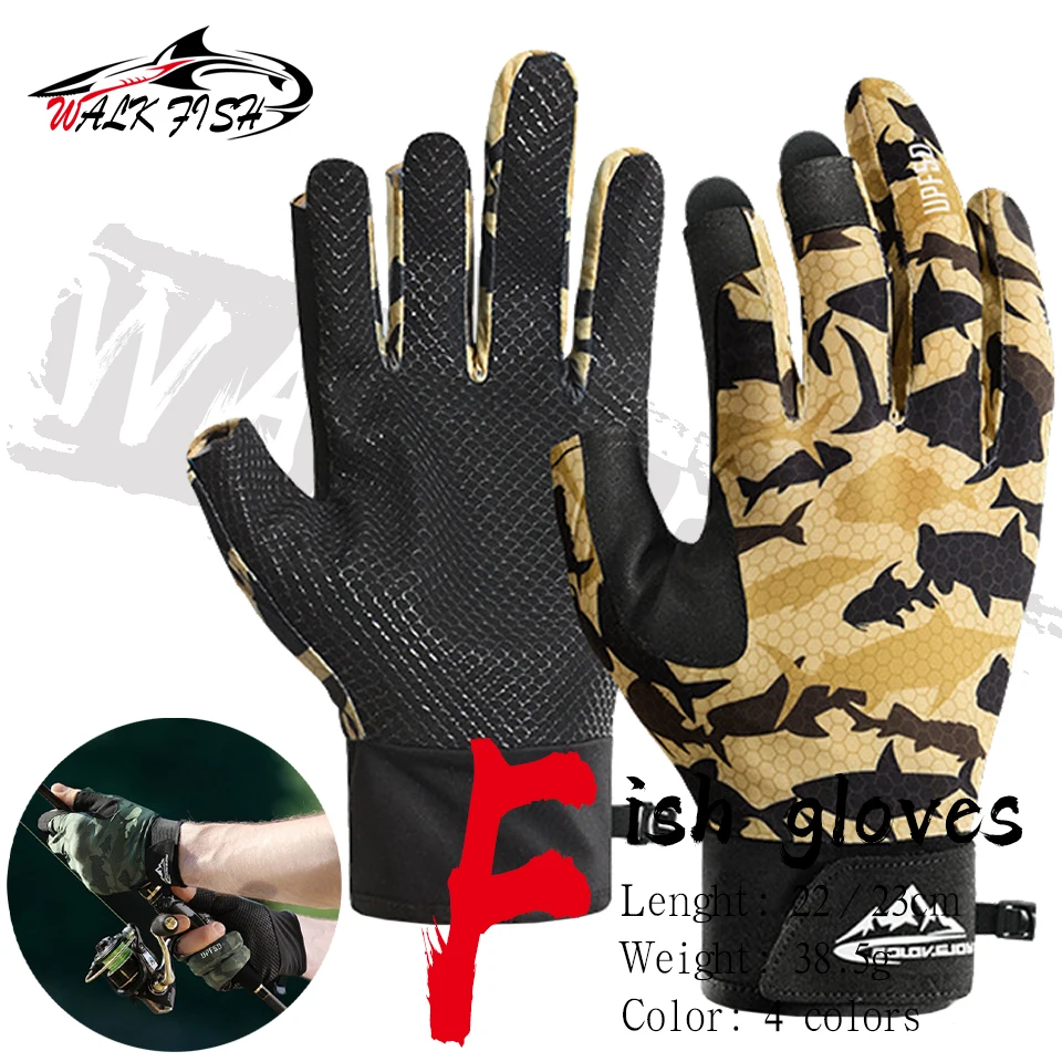 

WALK FISH 1Pair Three-Fingers Fishing Gloves UPF50+ Sun UV Protection Anti-slip Ultrathin Outdoor Ice Silk Fishing Sports Gloves