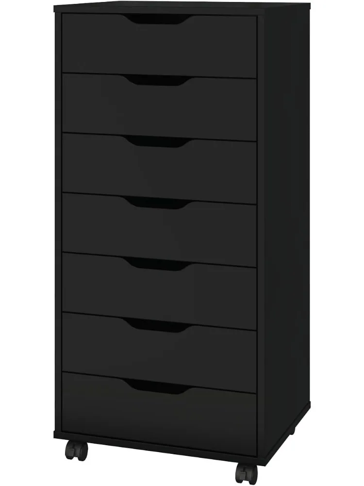 

5/7 Drawer Chest, Wooden Tall Dresser Storage Dresser Cabinet with Wheels, Office Organization and Storage, Bedroom Furni