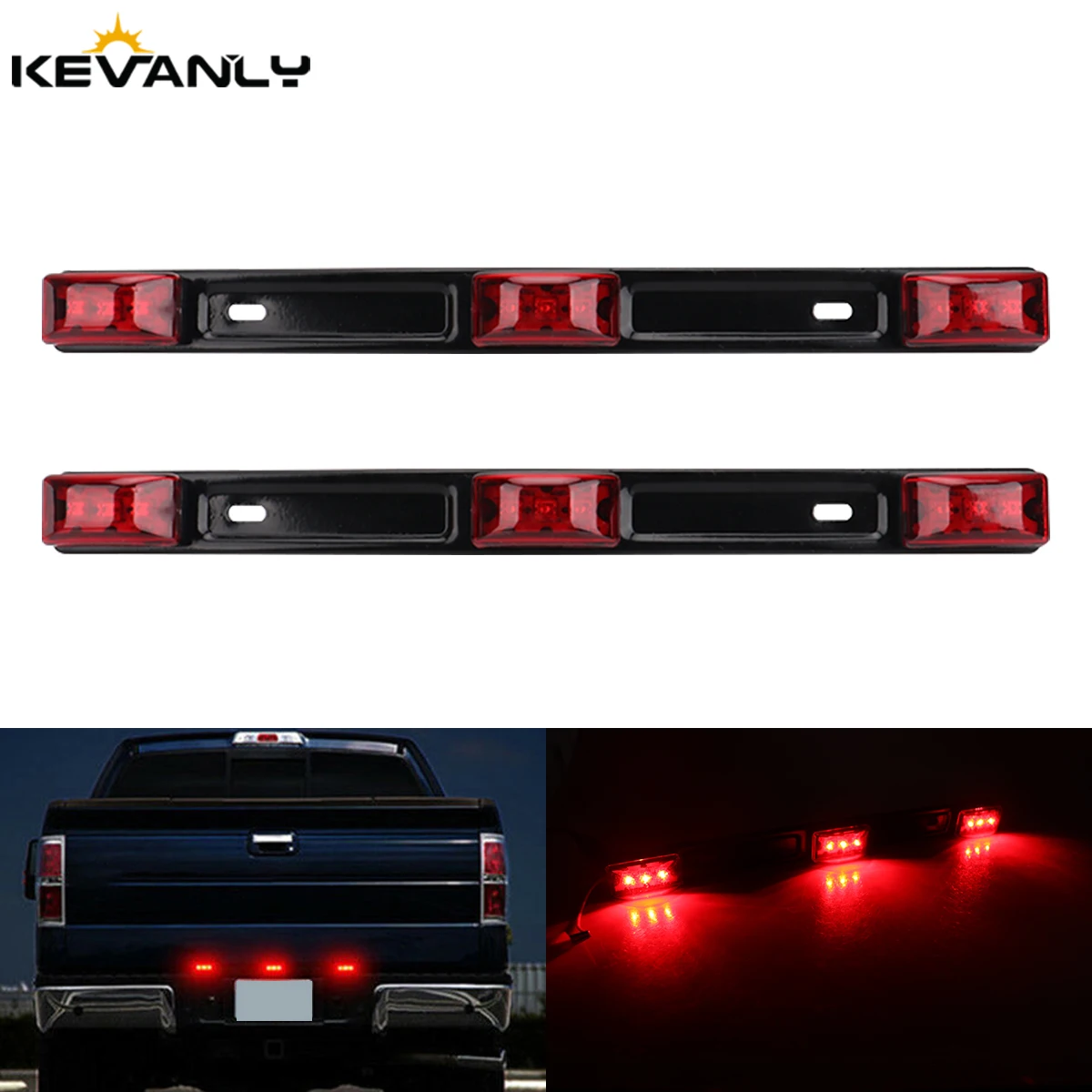 

9LED Truck Rear LED Taillight 3 Light Clearance Side Marker Lamp Bar Automobile Signal Indicator Lamp for Pickup Truck RV UTV