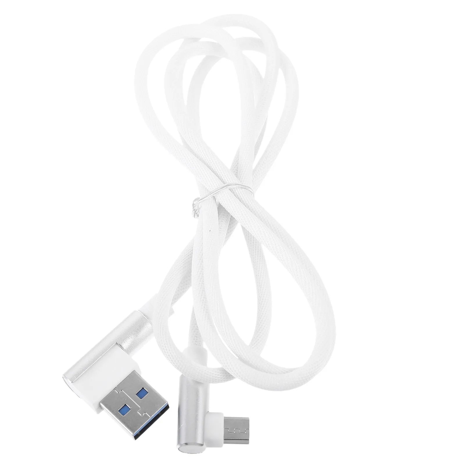 1M Micro USB Cable Right Angle L Shape Nylon Cord Fast Charging Data Transfer Heavy Duty for Smartphones