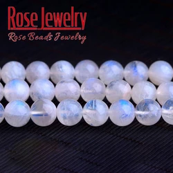 Natural Blue Moonstone Stone Beads Round Loose Stone Beads for Jewelry Making Needlework DIY Bracelets 3 Levels Available