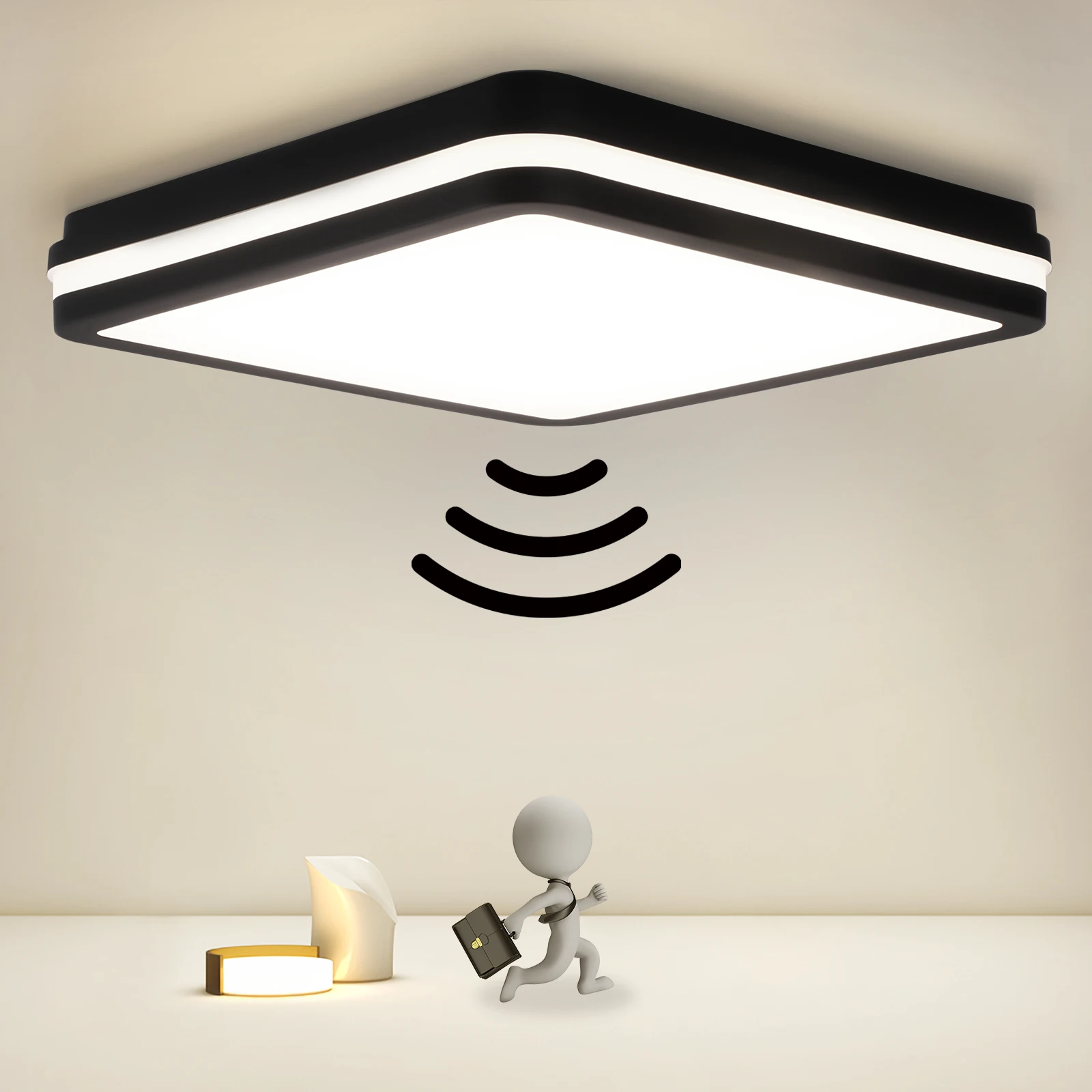 18 W/24 W LED-Deckenleuchte mit Bewegungsmelder, IP54, einstellbare Erkennung und Timer, 4000 K, ideal für Flur, Balkon, Lagerung