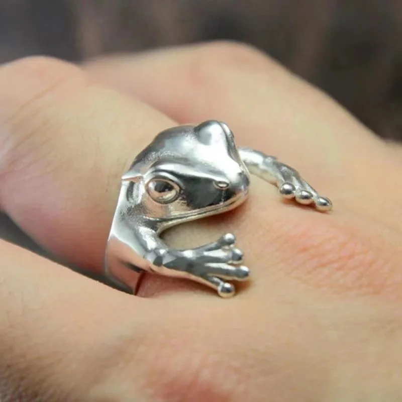 Alloy Metal Frog Animal Green  Adjustable Opening Ring Jewelry for Women Men Minimalist Exaggerate Fashion Cute Gift Party