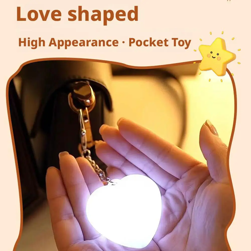 3-D Cute Heart Cat Claw Shape Touch Sensor Glowing LED Light Automatic Sensing Purse Keychain Creative Gift Night Light