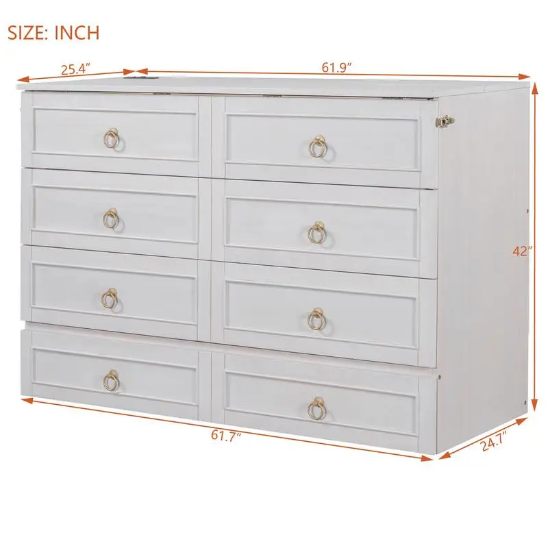 سرير كوين ميرفي بأدراج كبيرة، لمسة نهائية بيضاء وتصميم أنيق #6