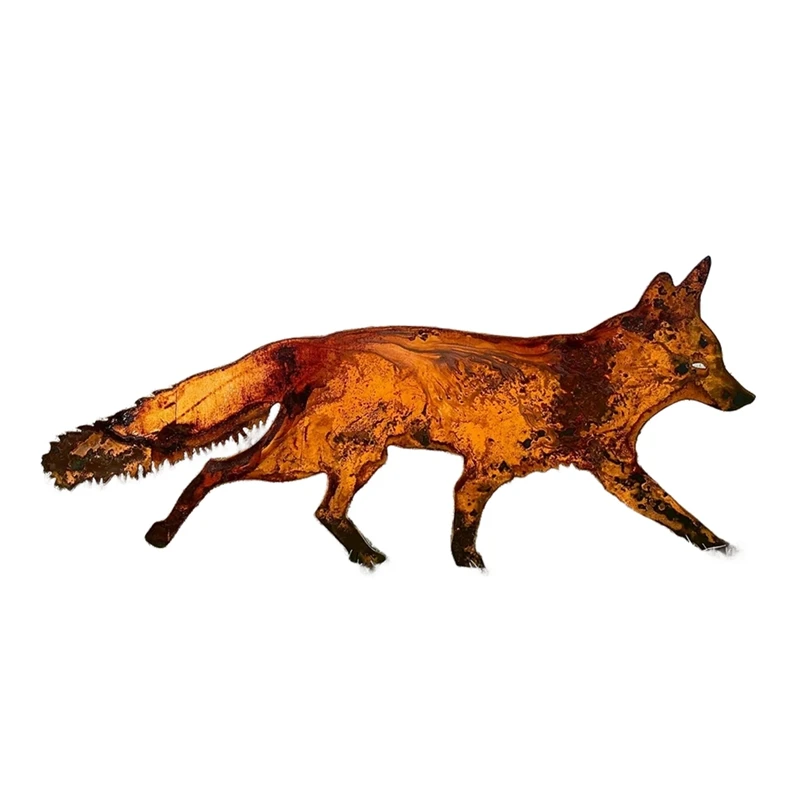 Sneaky Rustic Metal Fox Garden Decoration With Stakes-Woodland Animals Yard Gift For Her-Birthday Gift- Art Sculptures Durable