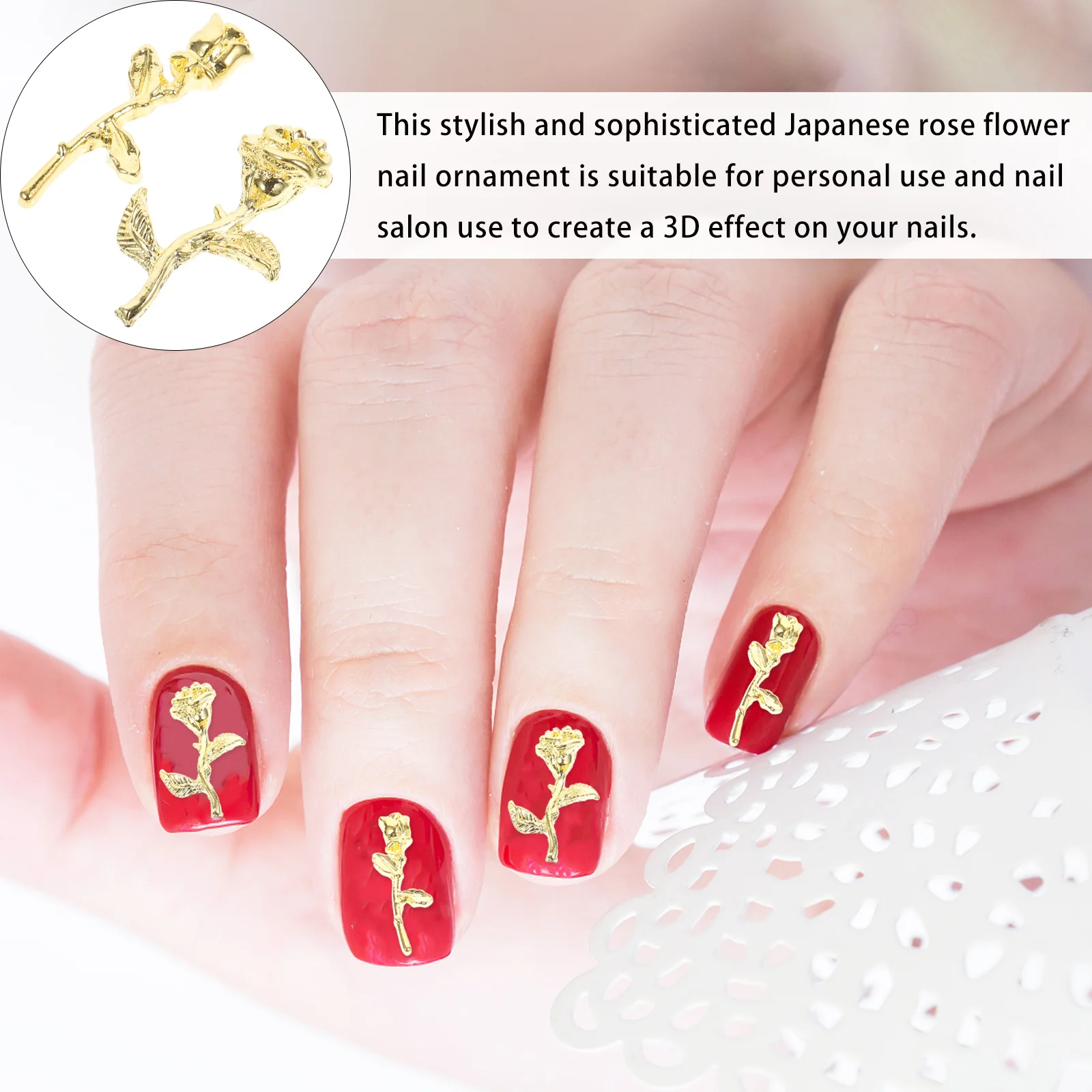 

100Pcs Nail Art Charms Rose Jewelry for Acrylic Nails 3D Nail Decorations DIY Craft Phone Case Embellishment Charms for Nails