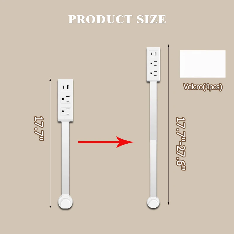 Features USB-A, USB-C, and 2 AC Outlet 180° Rotating Electrical Outlet Extender