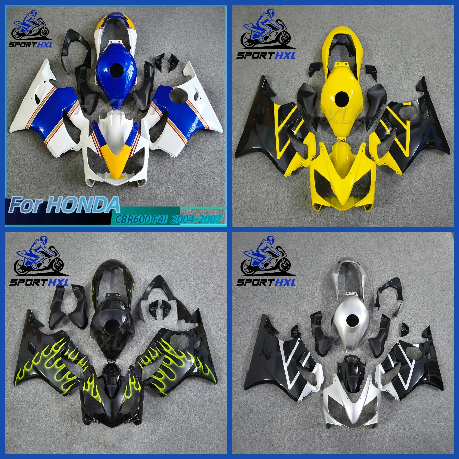 Custom Fairings Kit For HONDA CBR600 F4I CBR600F4I 2004 2005 2006 2007 Injection Yellow White Blue Bodywork Set