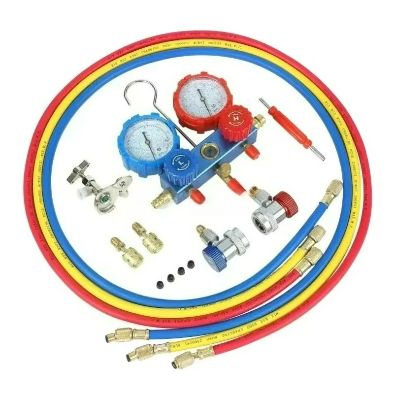 Gauge Snow Type Pressure Gauge Refrigerant Dual Gauge Valve 22-134-410-404 Universal Model Automobile Air Conditioning Fluorine