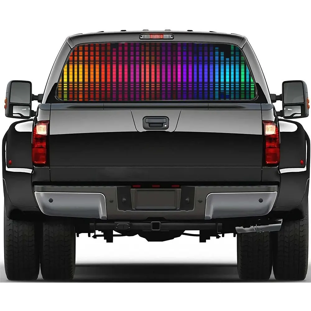 

Color Dynamic Sound Waves Car Accessories Rear Windshield Sticker, Truck Window See Through Perforated Window Car Vinyl Wraps De
