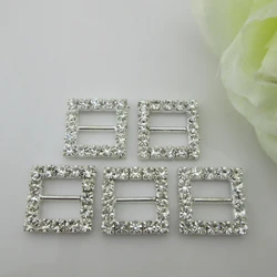 10pcs Square Rhinestone Buckle Gift Box Invitation Card Decoration Accessories Ribbon Bow Ribbon Slider Buckle