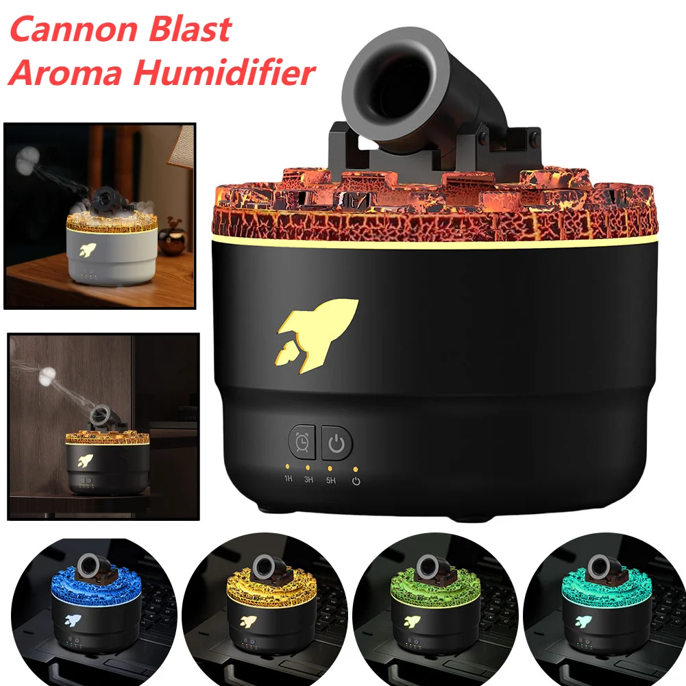 Volcanic Crack Light Cannons Humidifier Essential Oil Diffuser Cannon Blast Aroma Humidifier Aromatherapy Diffuser for Bedroom ﻿