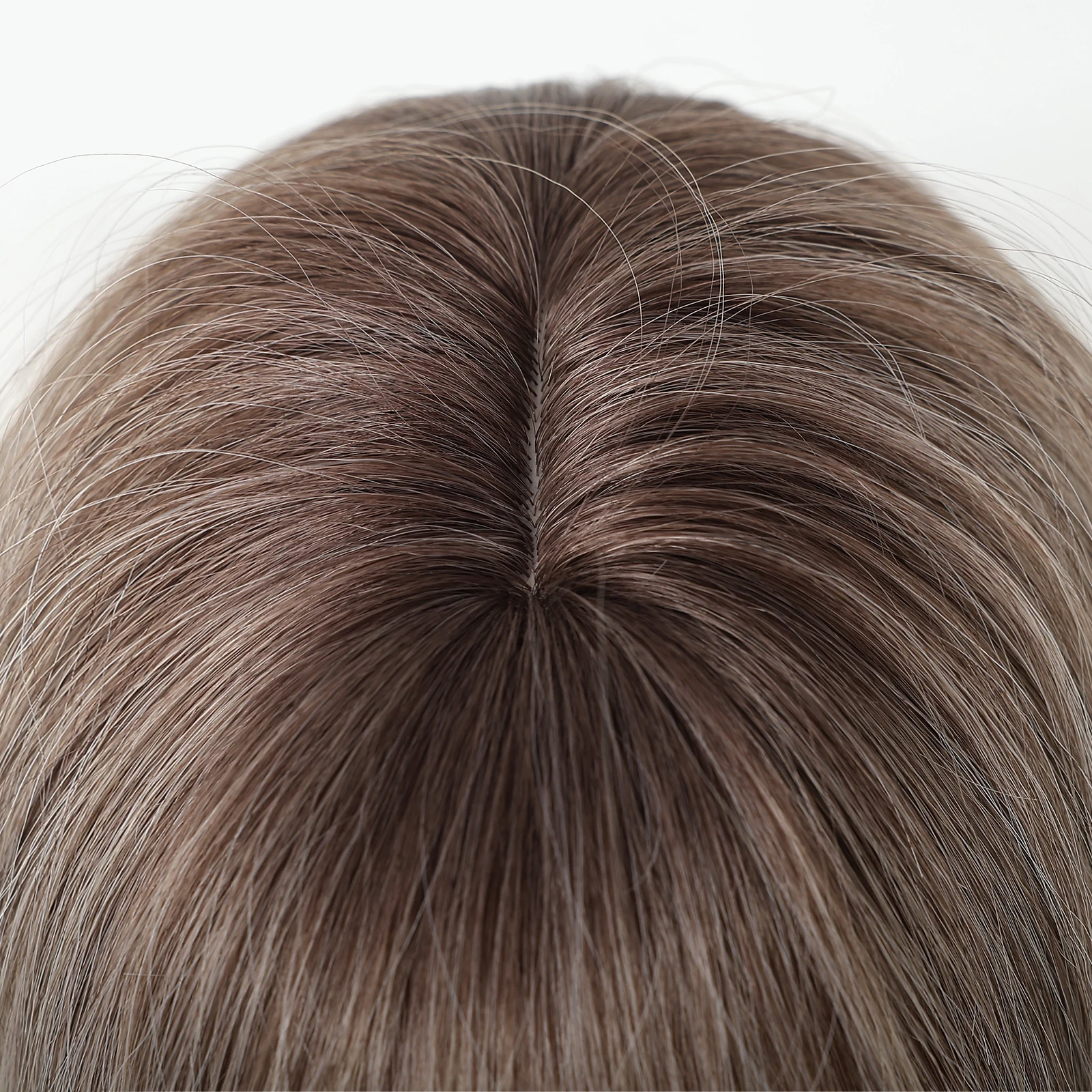 Blonde Brown Ombre Long Straight Synthetic Wig with Bangs