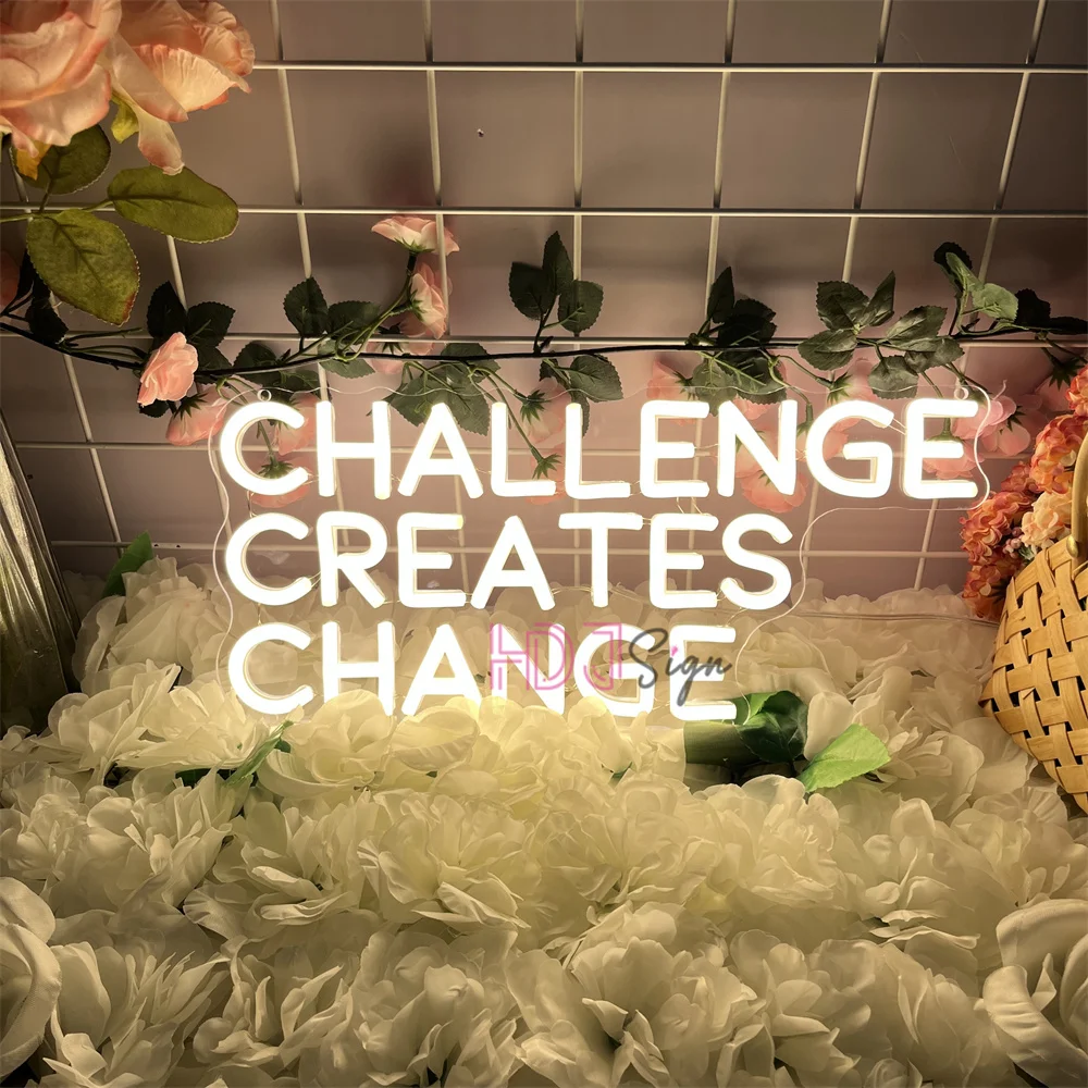 

Challenge Creates Change Neon Led Sign Домашний тренажерный зал Настенный декор для вечеринки Фитнес Украшение игровой комнаты Неоновые огни Подарки