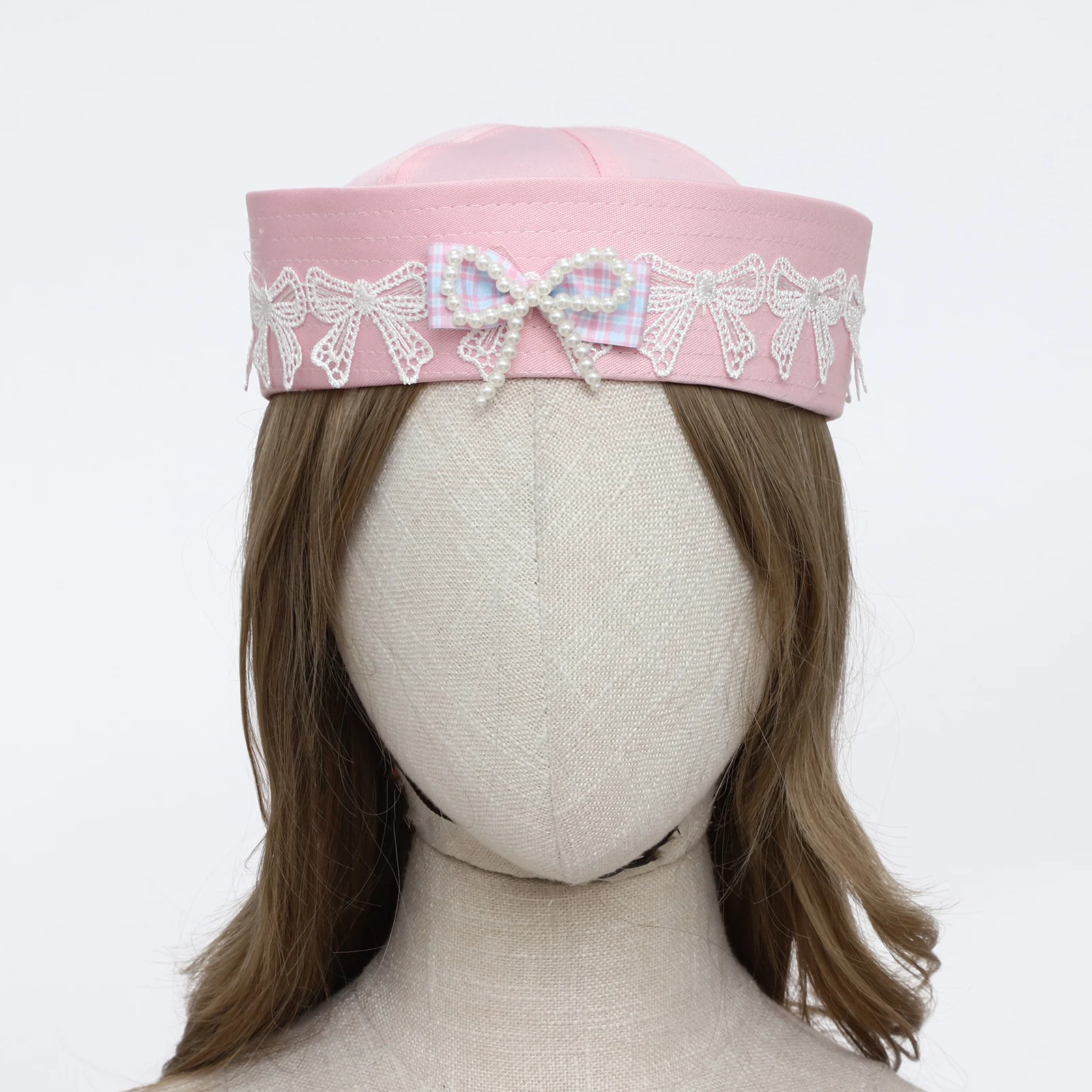 الكورية القوس عقدة لطيف الوردي بحار قبعة الوجه الطنف تنوعا الحلو فتاة Y2K قبعة القبعات البحرية المرأة قبعة هالوين اكسسوارات #3