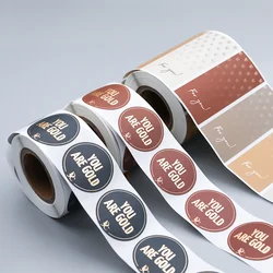 Printing Rose Gold Sticker, Waterproof Roll Gold Foil Roll Gloss Custom Logo Stickers Packaging Label (old)