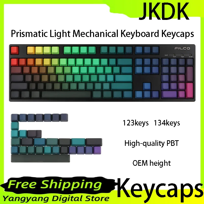 

Mechanical keyboard keycaps Prism Light High-quality PBT Side-engraved translucent OEM height Comfortable 123-key keycaps