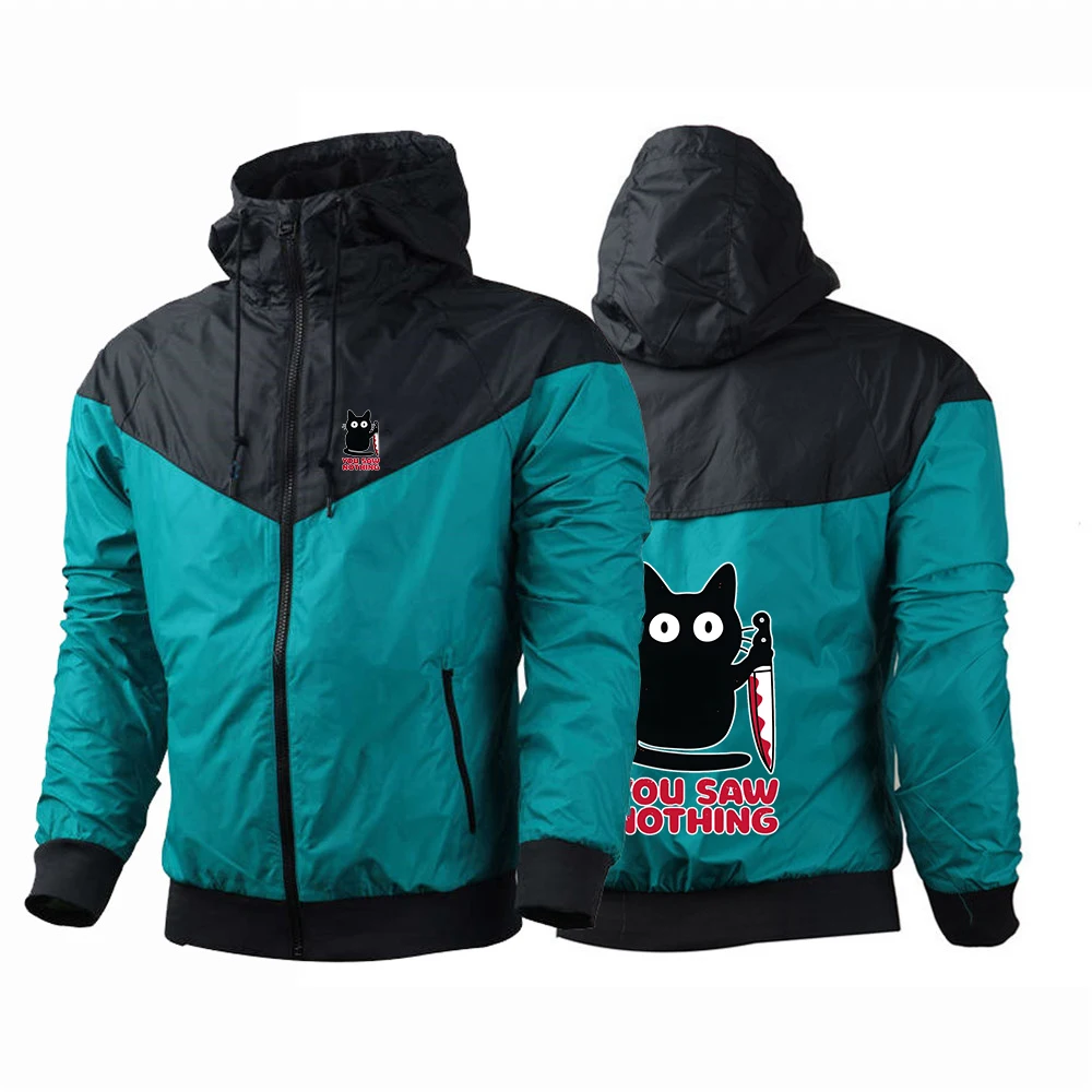 

2025 забавный кот, ты говори, ничего, мужская новая весенне-осенняя повседневная пятицветная ветровка в тон, пальто