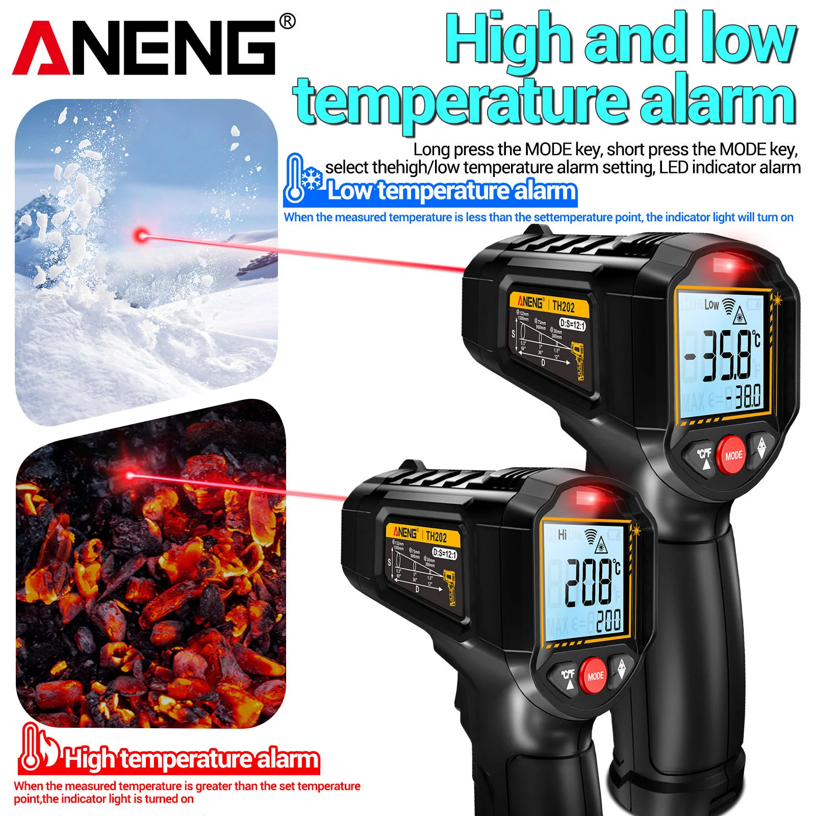 ANENG TH202 산업용 온도계 비접촉식 적외선 레 - Industrial Laser Temperature Sensor 리뷰 및 가격