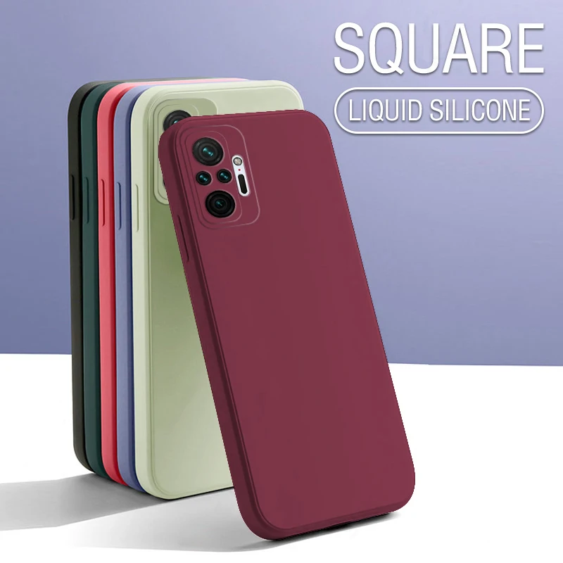 Original quadratische Flüssigsilikonhülle für Xiaomi Redmi Note 10 Pro Max Cover Redmi 10 Redmi Note 10 10s Note 10 Pro 4G Hülle – Detail 2