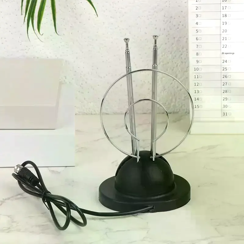 1PC Indoor Loop Rabbit Antenna Analog Digital Signal Universal Antenna VHF/UHF/HDTV