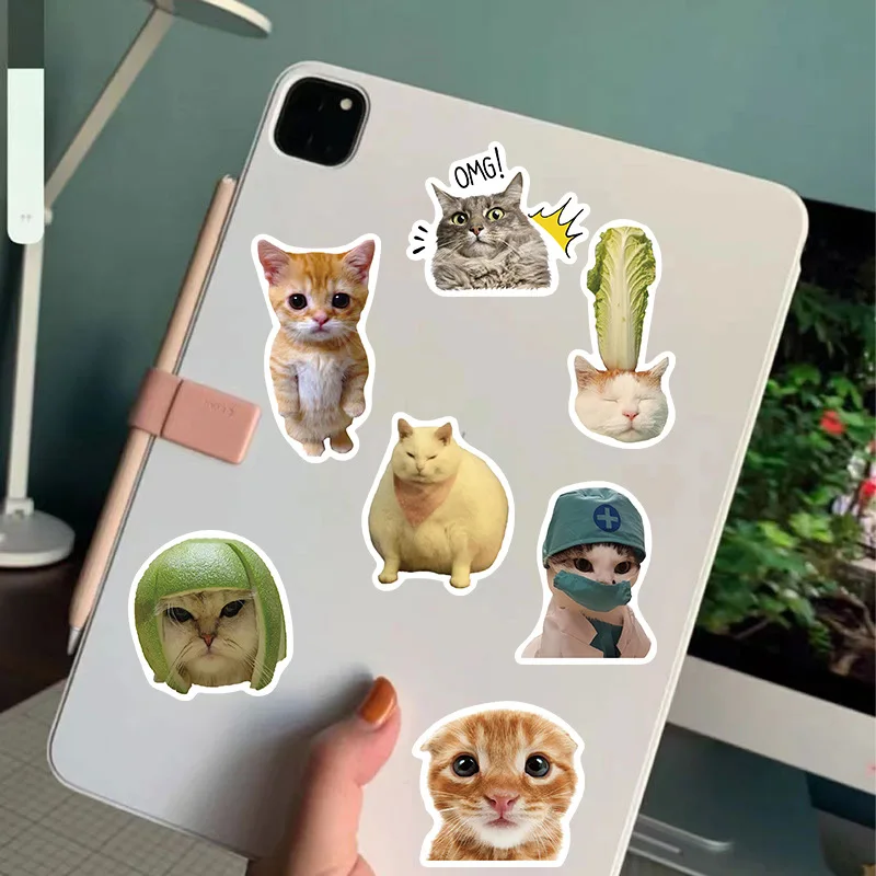 10/30/50/100PCS Cute Cat Stickers Decals Funny Meme Cartoon Graffiti Decoration DIY Phone Fridge Notebook Bike Car Kwaii Kid Toy