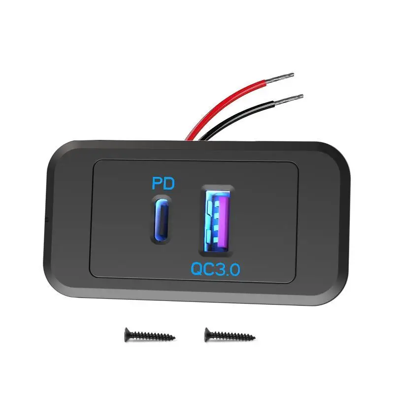 1/2 Pack 36W PD Fast Charging USB Outlet Panel Mini QC3.0 18W USB-C Port for Wall Mount Car Home Use