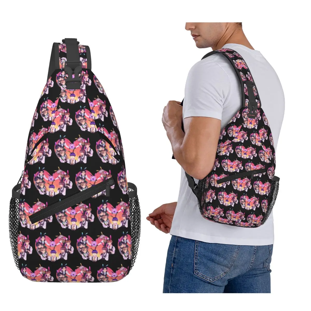 

Bunny Event Obey Me Chest Bag Men Sling Crossbody Backpack Chest Bag Travel Hiking Daypack Shoulder Bag