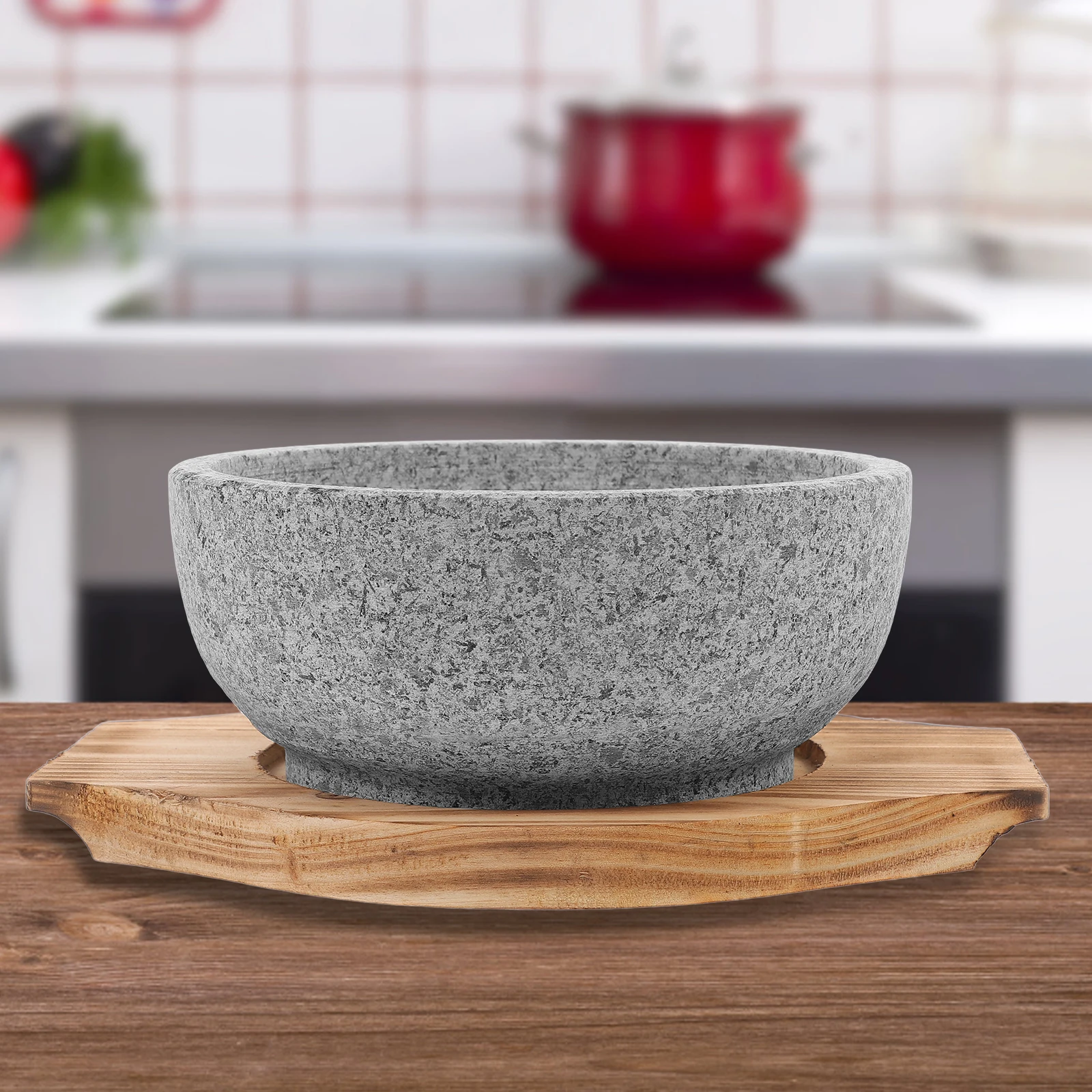 

1 set 18CM Stone Bibimbap Kitchen Supply Bibimbap With Tray Heat Korean Soup Bowl Bowl For Korean Soup Resistant Reusable