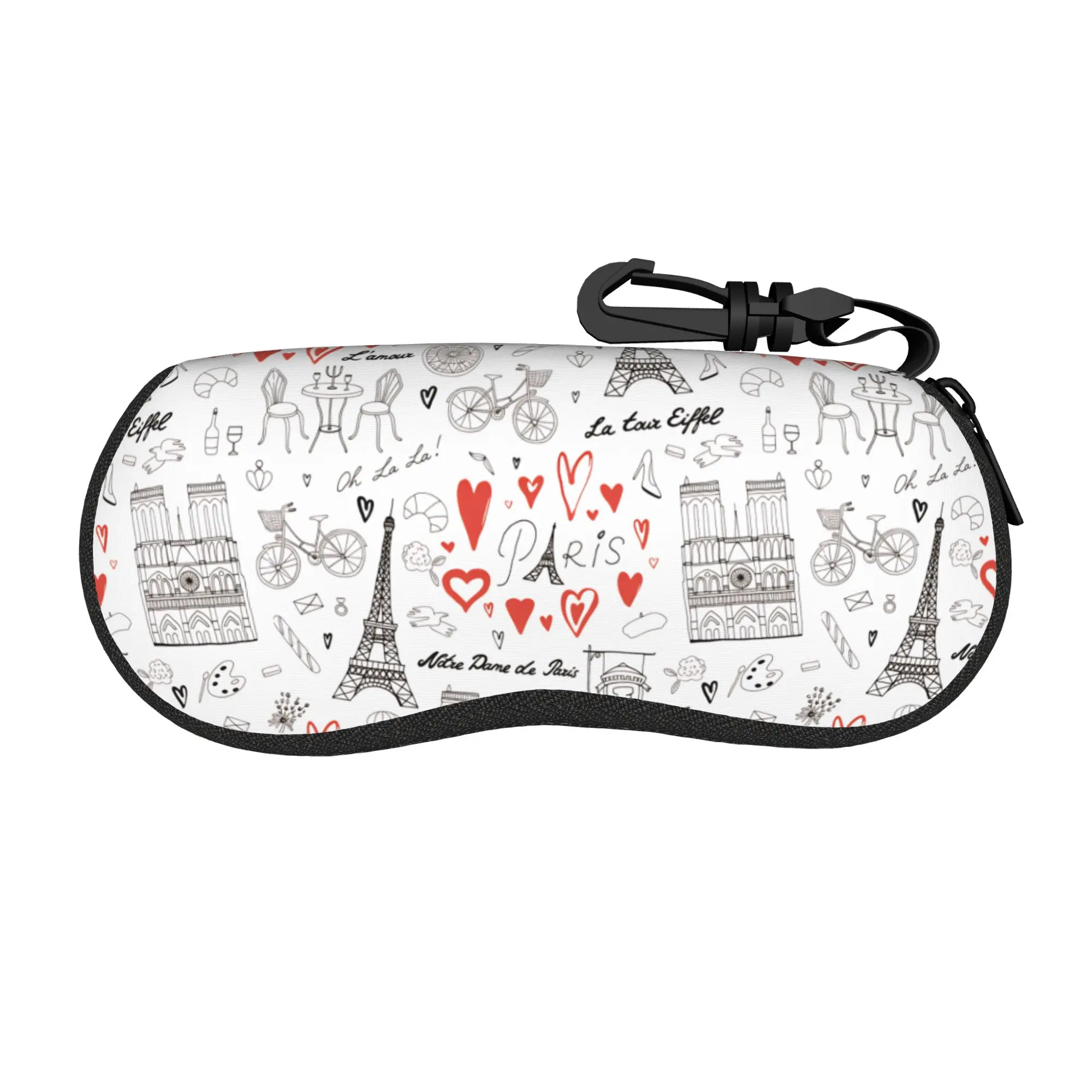 French Paris Glasses Case Male Female Fashion Sunglasses Case Fashion Print Eyewear Accessory Travel Eyeglass Protector