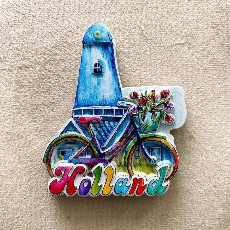 

Holland Fridge Magnets with Windmill & Bicycle, Cute Refrigerator Magnets for Home Decor, Room Decoration Accessories