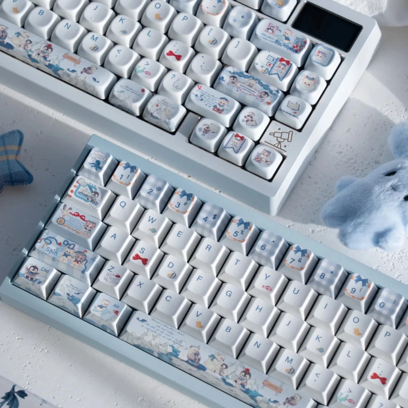 

Arctic Ice Cute Theme Keycaps Set PBT SOA Cherry Profile Custom Original Handmade Keycaps for Mechanical Keyboard Accessories
