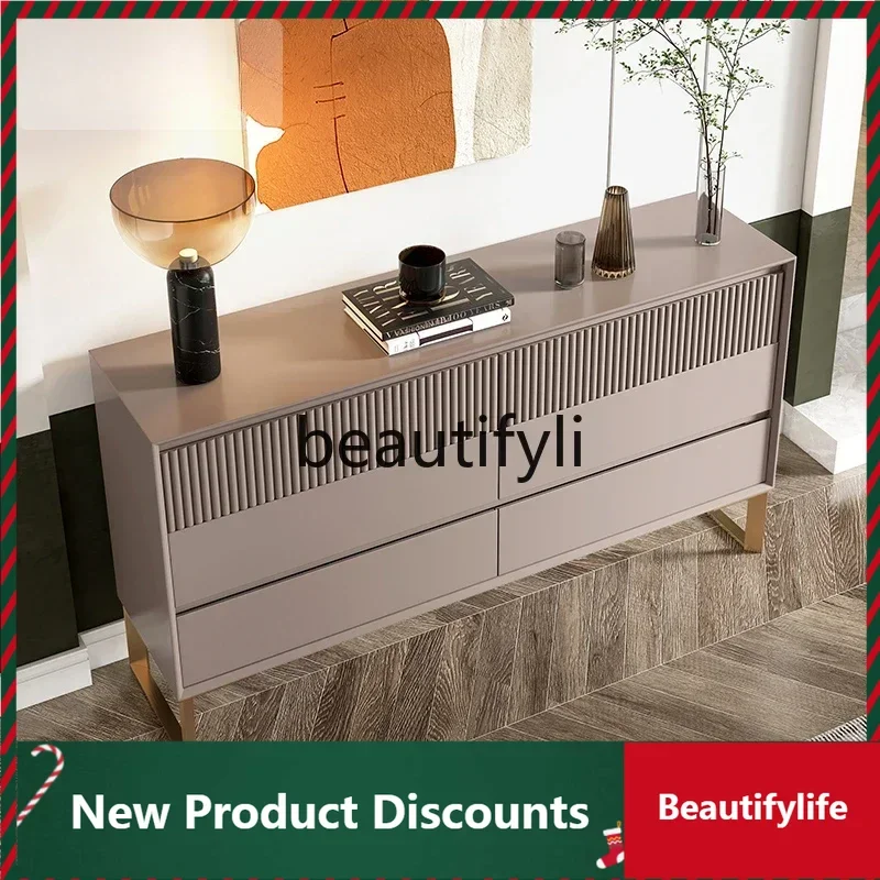 

Solid wood light luxury entrance chest modern simple storage entry living room storage side cabinet D80