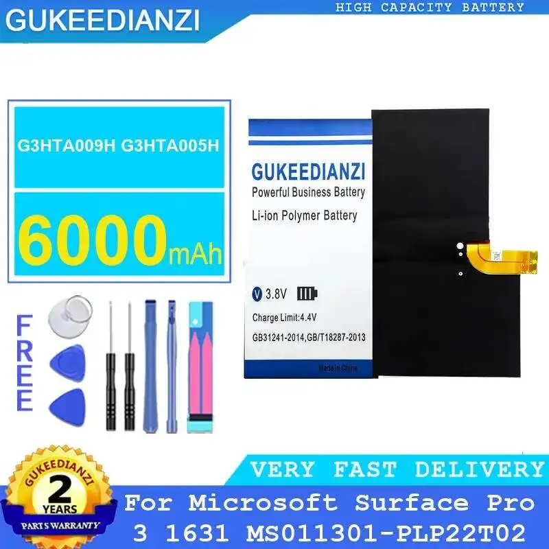

Laptop Battery Premium Replacement G3HTA009H G3HTA005H For Microsoft Surface Pro 3 1631 MS011301-PLP22T02 6000Mah