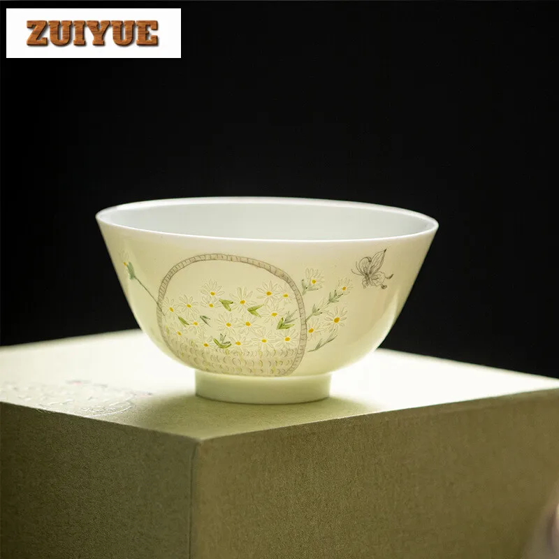 100ml Jingdezhen Handmade Master Cup Household Handpainted Chamomile Cup Beautiful Tea Cup Meditation Cup Tableware Decoration